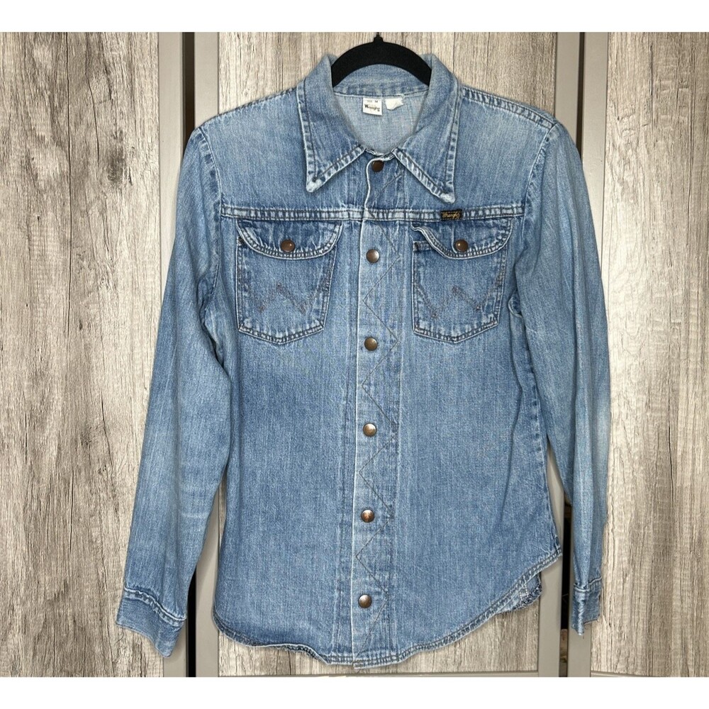 Wrangler Light Blue Denim Button-Front Shirt